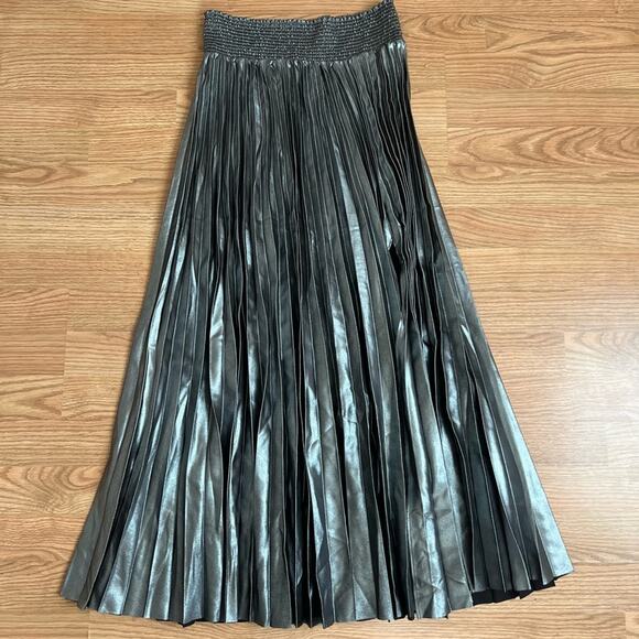 House Of Harlow 1960 Gunmetal Pleated Maxi Skirt - Picture 8 of 8